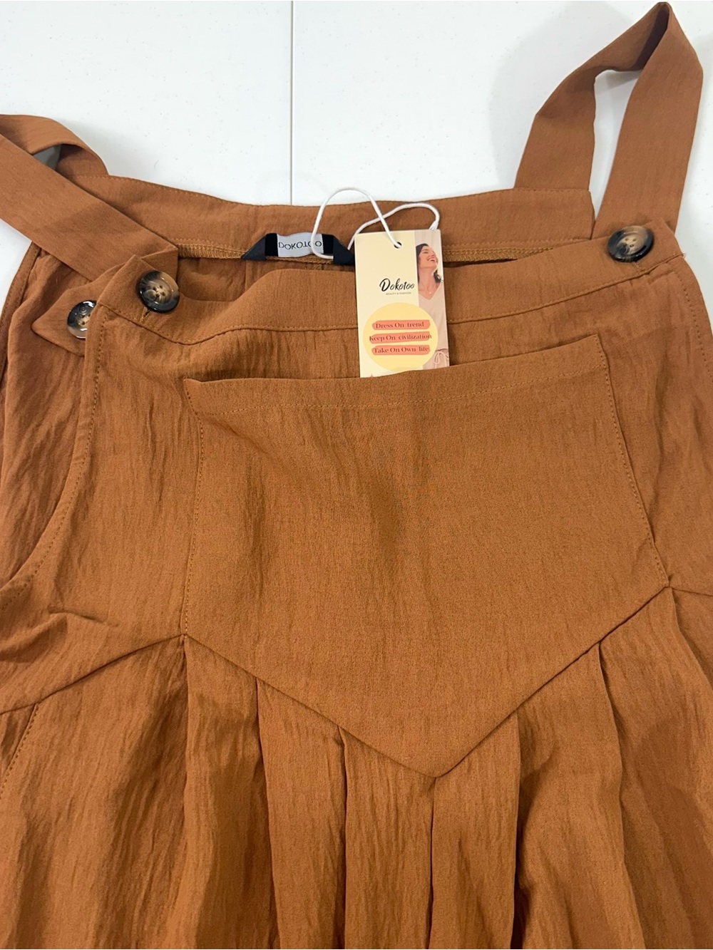Dokotoo women’s brown sleeveless wide leg jumpsuit romper XL New - Picture 9 of 14
